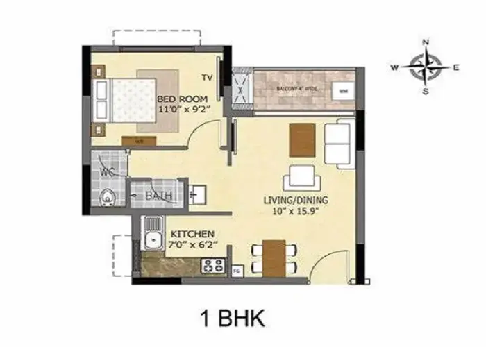 Featured Image of Prestige Battersea 1 BHK Floor Plan