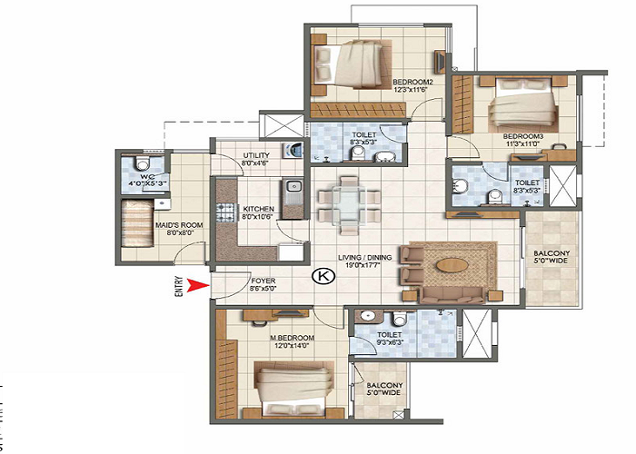 Featured Image of Prestige Battersea 4 BHK Floor Plan
