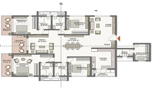 Featured Image of Prestige Battersea 4 BHK Apartment Floor Plan